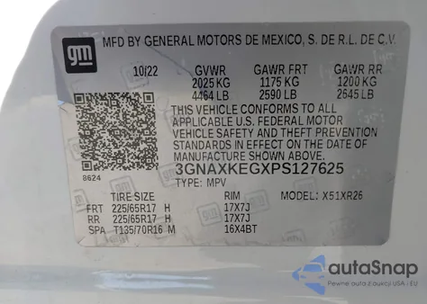 2023 Chevrolet Equinox Fwd Lt from USA, damaged, VIN 3GNAXKEGXPS127625